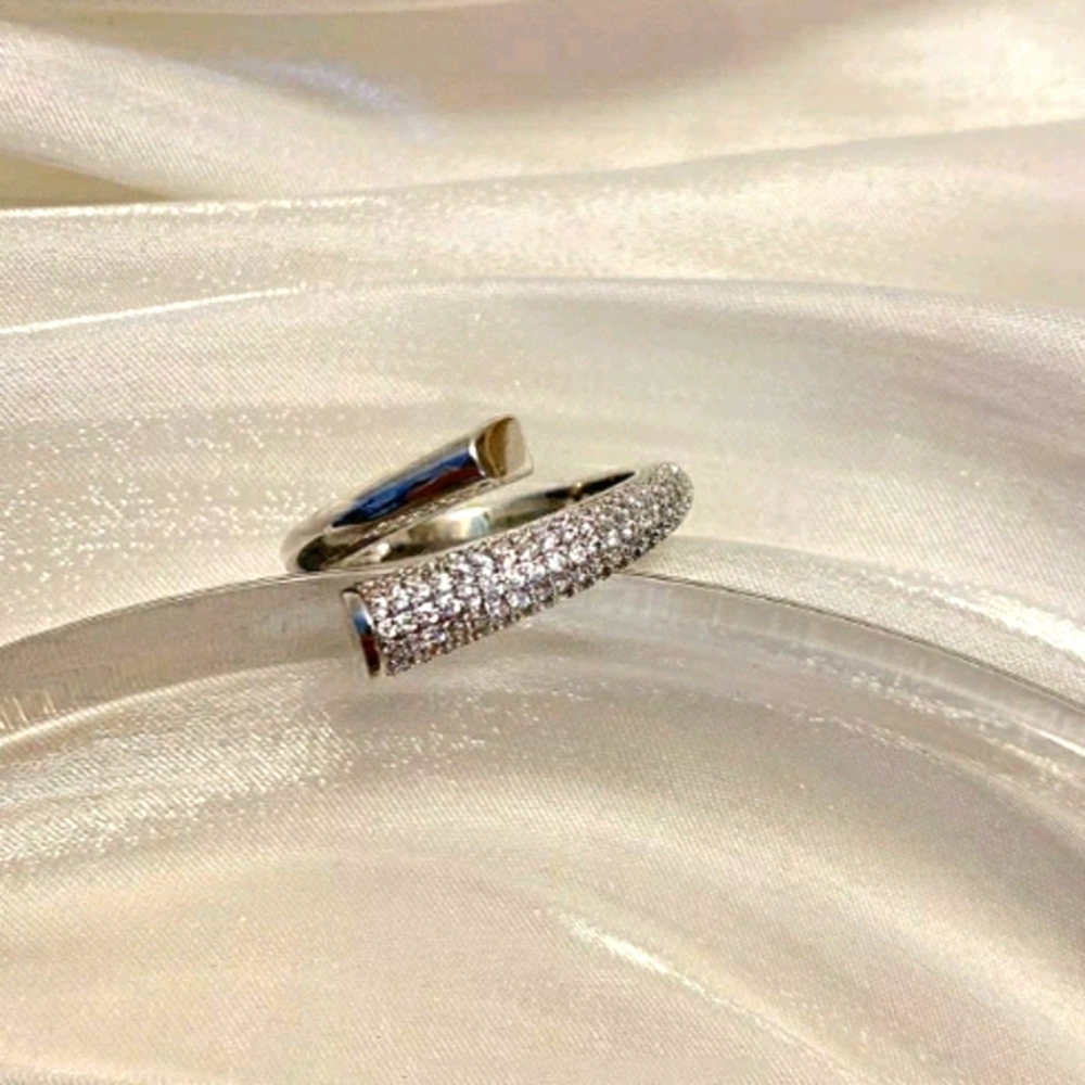 NEW STAMPED S925 GENUINE STERLING SILVER CUBIC ZIRCONIA INLAID ADJUSTABLE RING